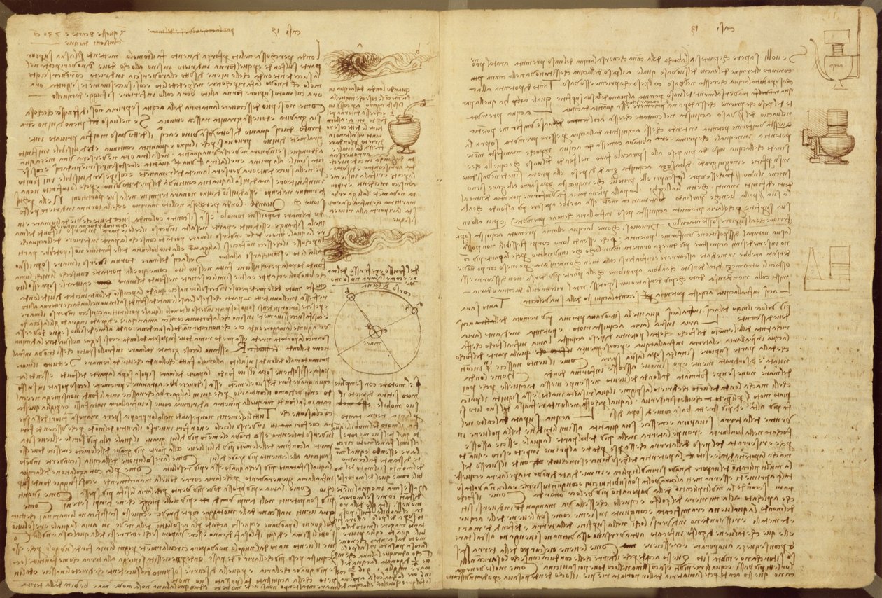 Une page du Codex Leicester, 1508-12 - Leonardo da Vinci
