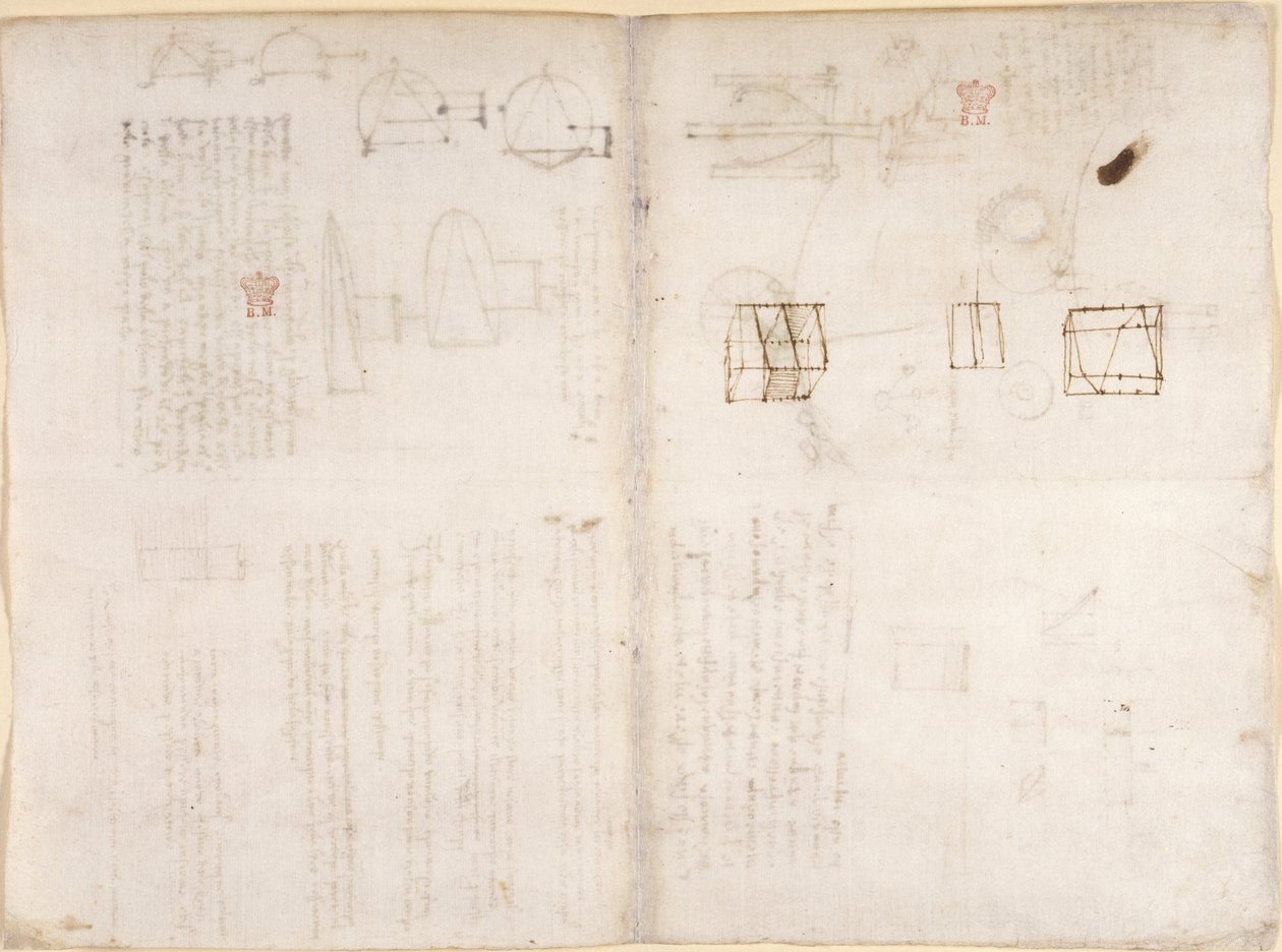 Arundel 263, f.130v, f.133 Page blanche avec diagrammes, du 