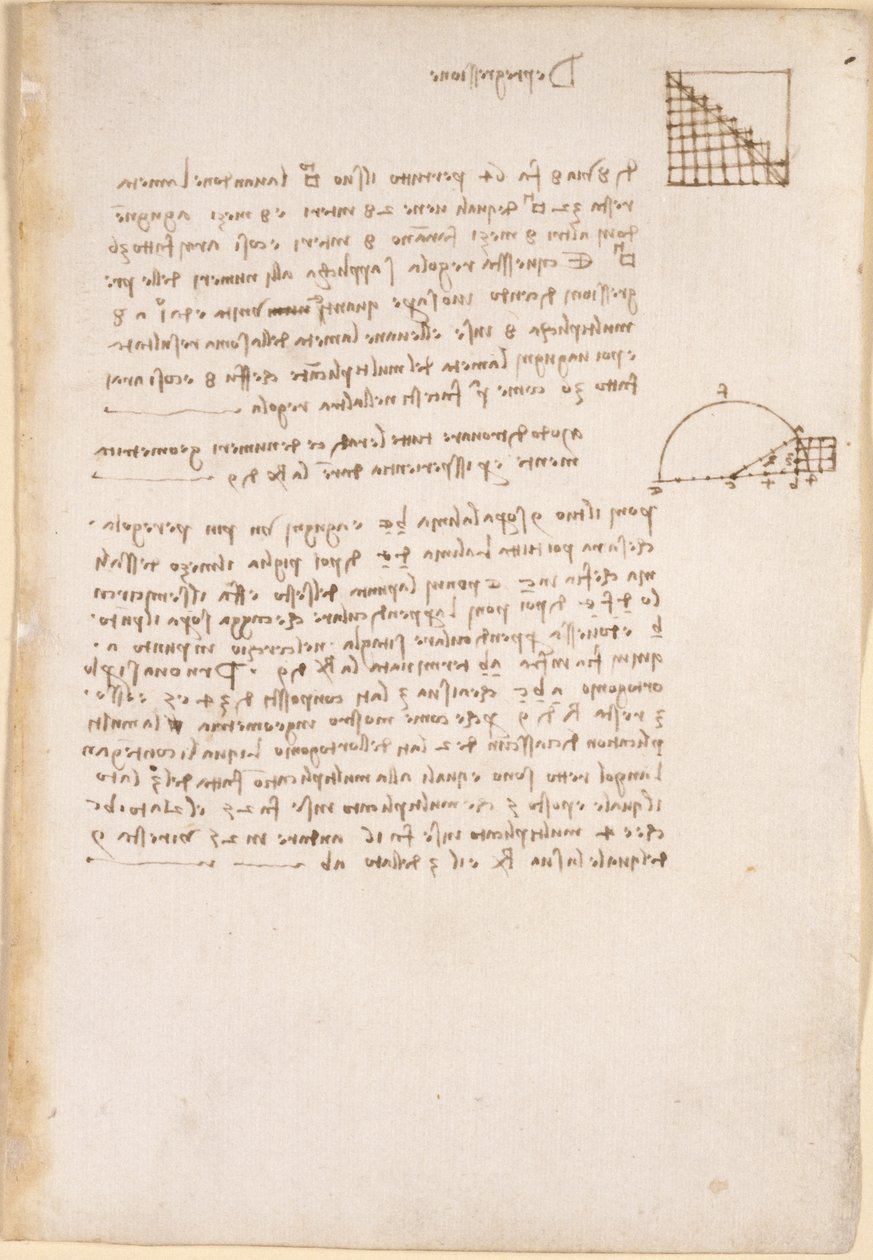 Notes et diagrammes sur la géométrie, intitulés 