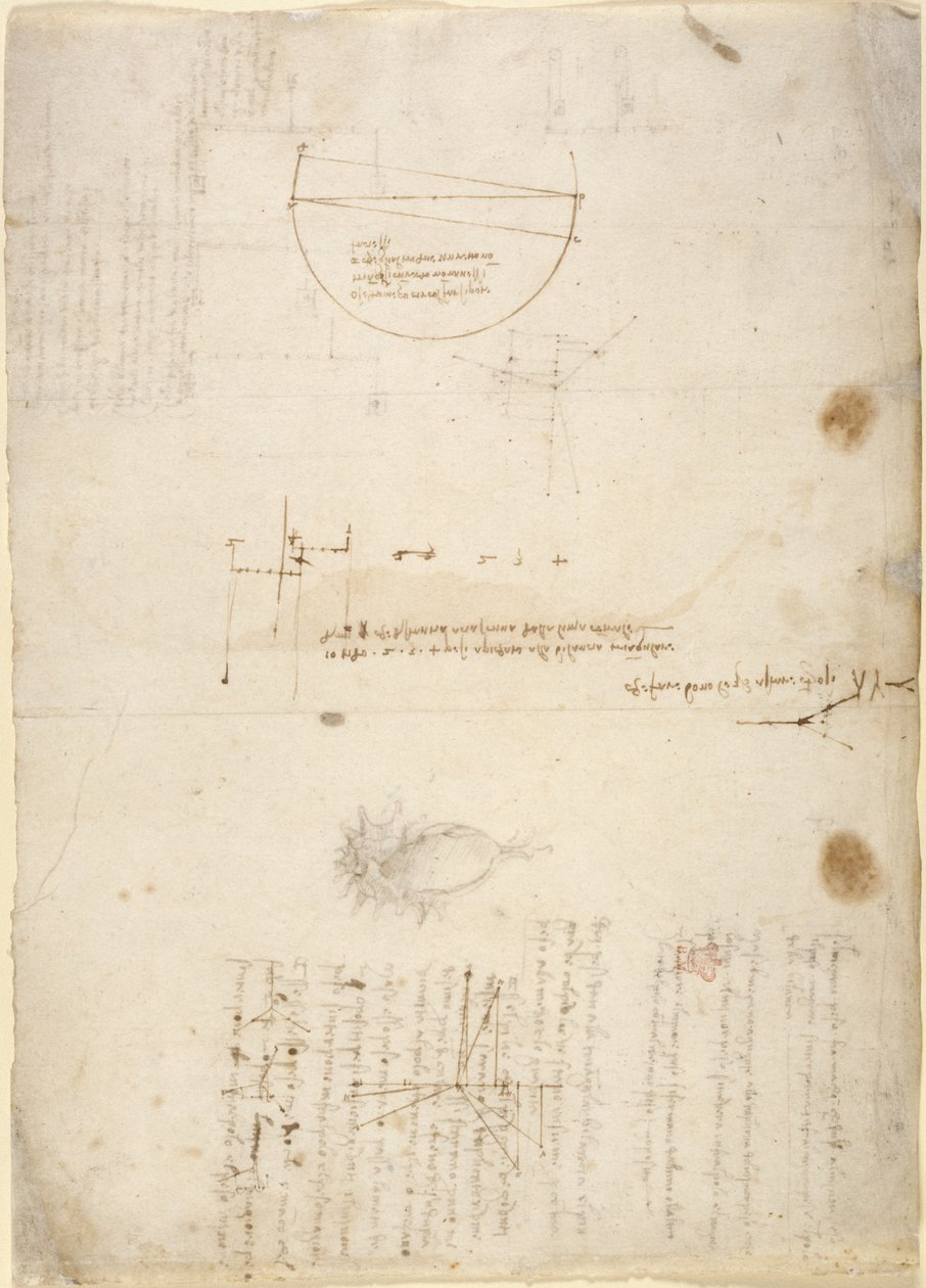 Arundel 263, f.33v Notes et diagrammes sur la mécanique, du 