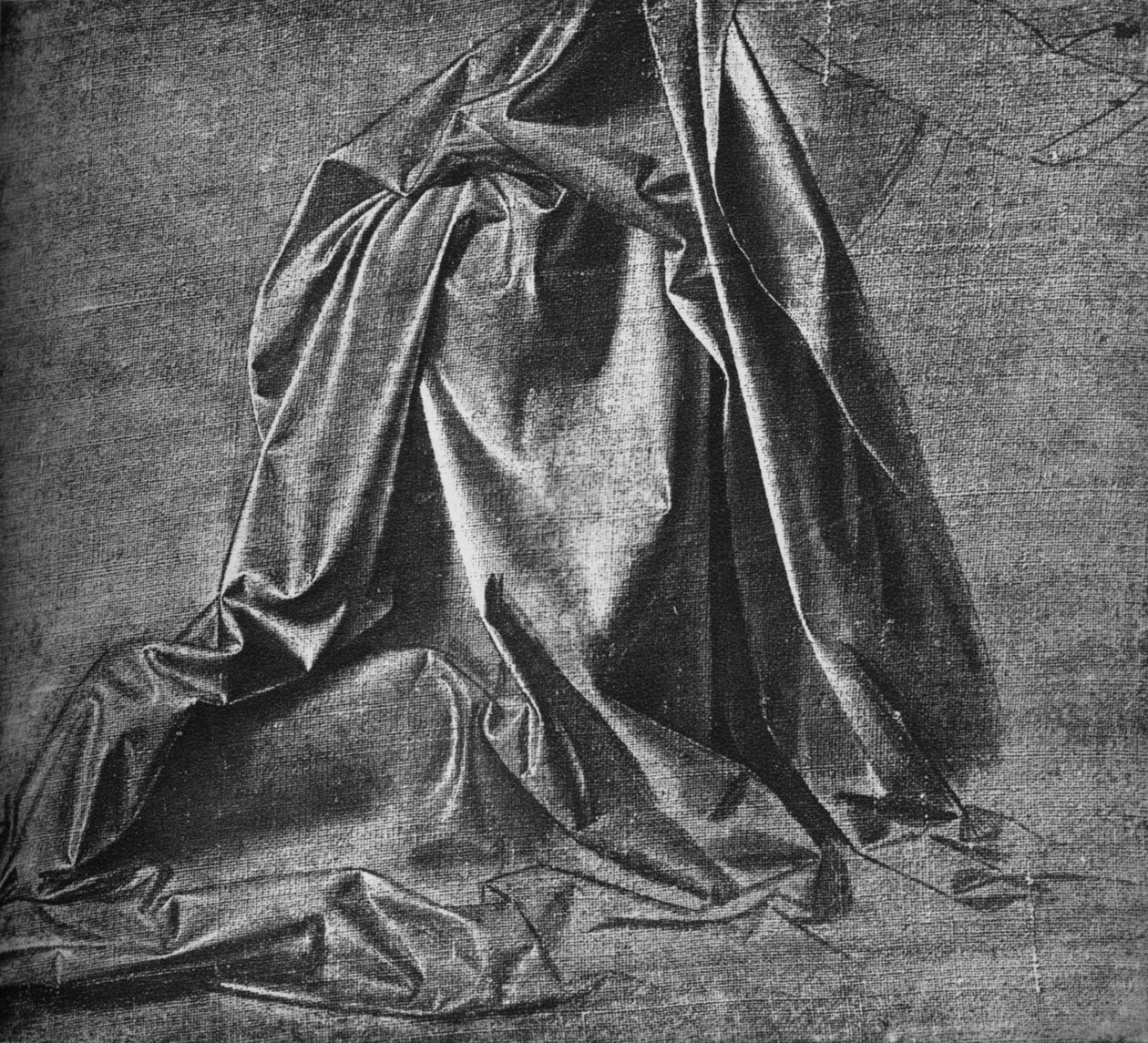 Moulage de draperie pour une figure agenouillée à droite, vers 1470 - Leonardo da Vinci
