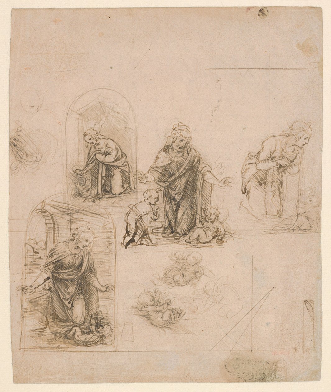 Croquis de composition pour la Vierge adorant l