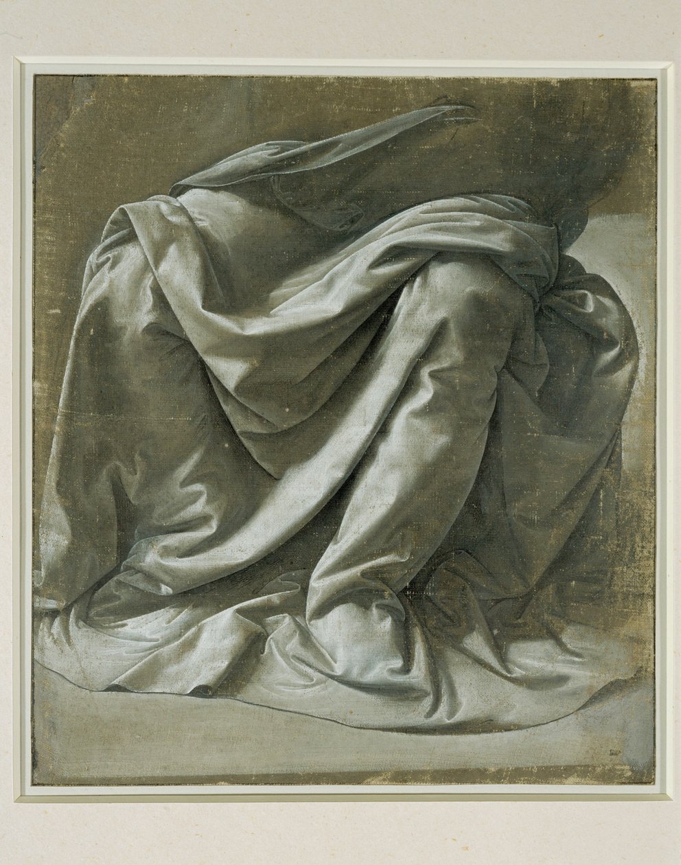 Draperie pour une figure assise, pinceau et tempera grise, rehauts de blanc sur toile de lin prepare grise … - Leonardo da Vinci