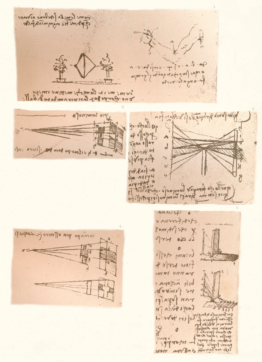 Cinq dessins illustrant la théorie de la peinture, vers 1472-1519 - Leonardo da Vinci