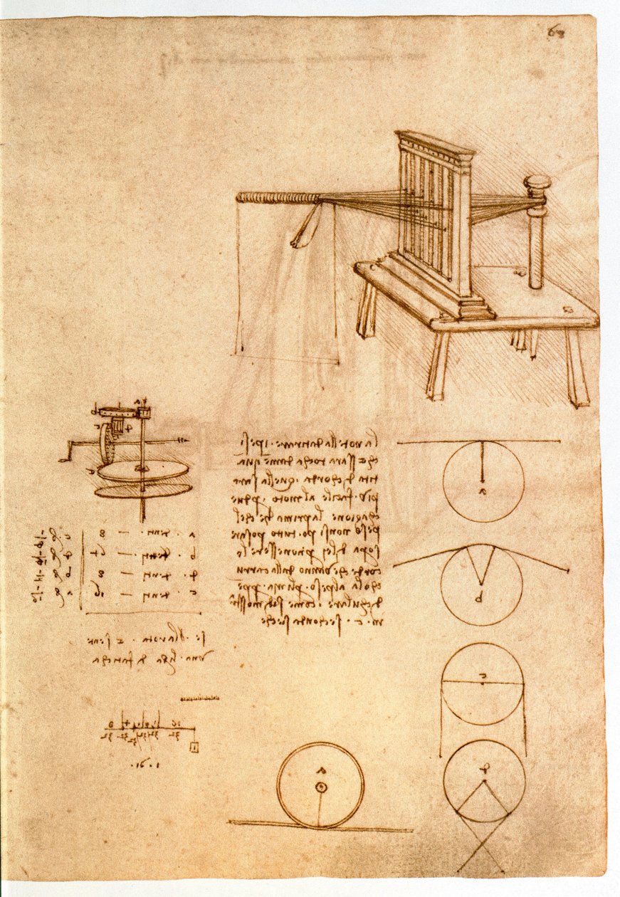 Ms 8937 fol.68r Étude pour une machine textile, 