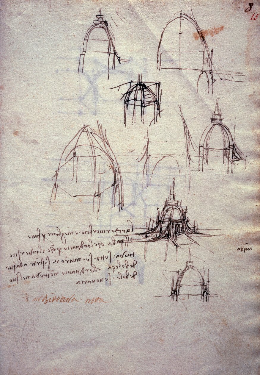 Études pour la lanterne de la cathédrale, du Codex Trivulzianus - Leonardo da Vinci