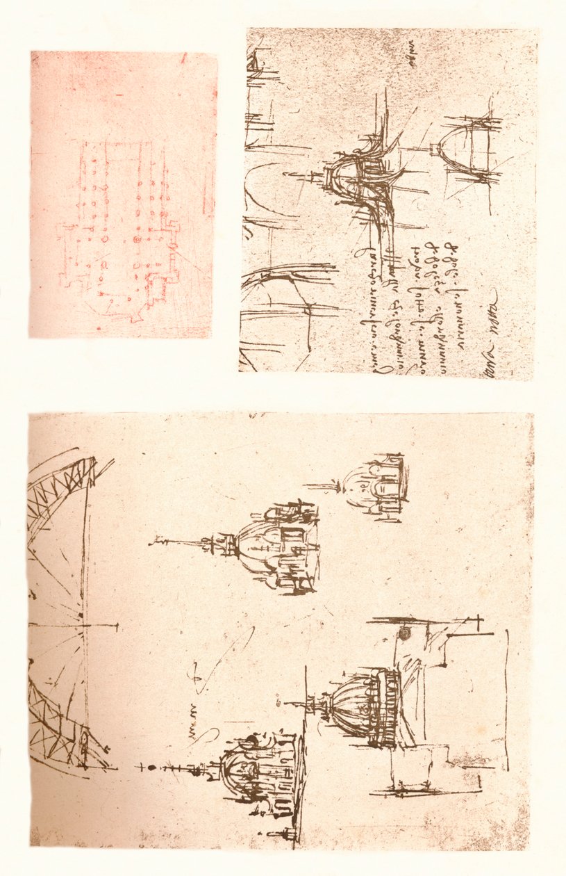 Trois dessins de la cathédrale de Milan, vers 1472-1519 - Leonardo da Vinci