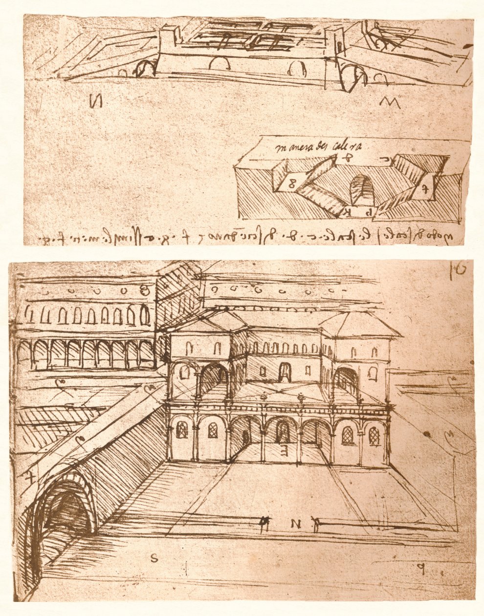Deux dessins de plans pour des villes - Leonardo da Vinci