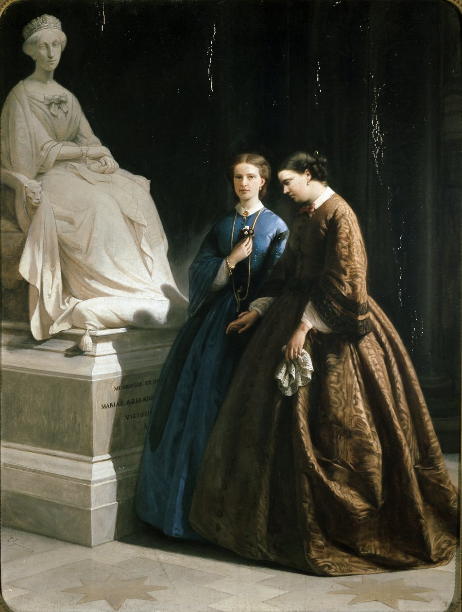 Maria Clotilde et Maria Pia de Savoie à Superga (huile sur toile) - Leone Eydoux