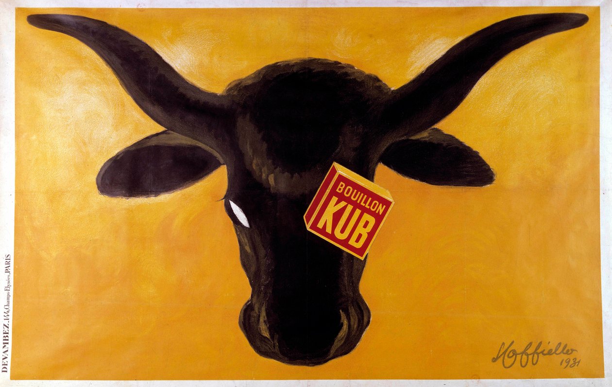 Affiche publicitaire pour le bouillon Kub avec une tête de bœuf - Leonetto Cappiello