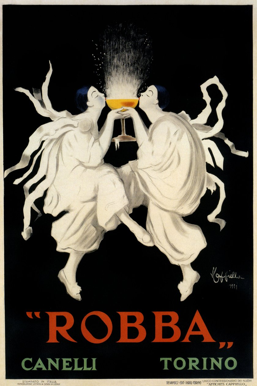 Affiche publicitaire Spumante Robba Canelli, Turin, Italie, 1921 - Leonetto Cappiello