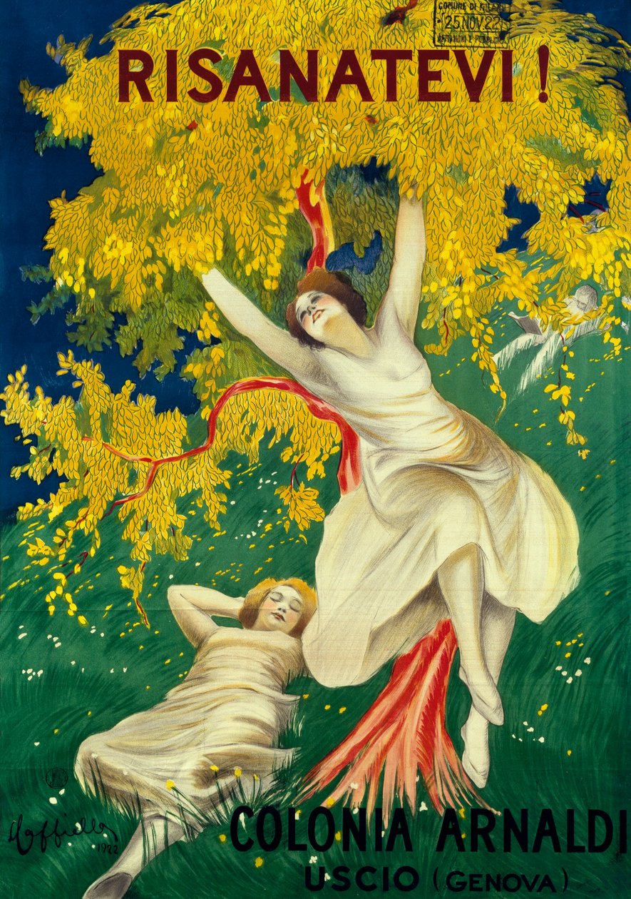 Affiche publicitaire de Colonia Arnaldi à Uscio (Gênes) - Leonetto Cappiello