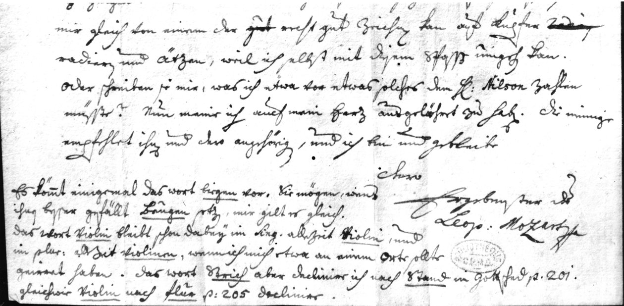 Lettre de Leopold Mozart (1719-87), 7 juillet 1755 - Leopold Mozart