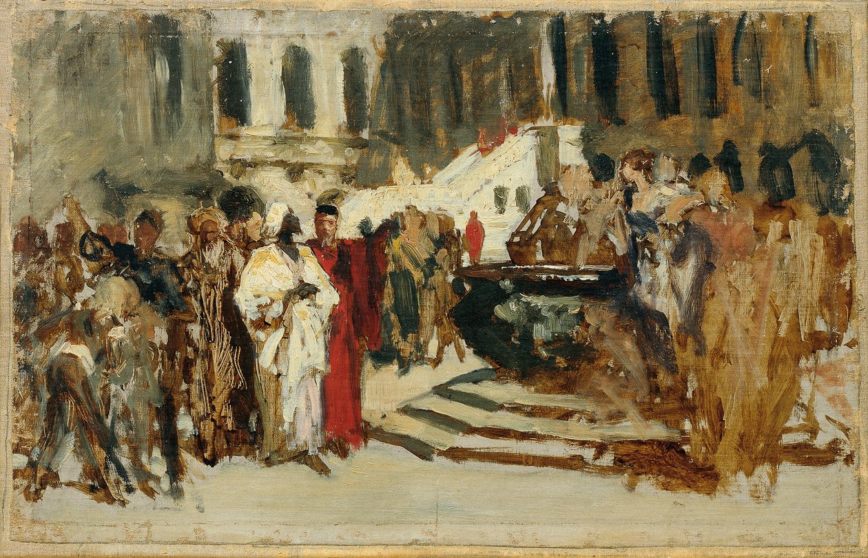 Esquisse pour le tableau "Marchands arabes à Venise" - Leopold Carl Muller
