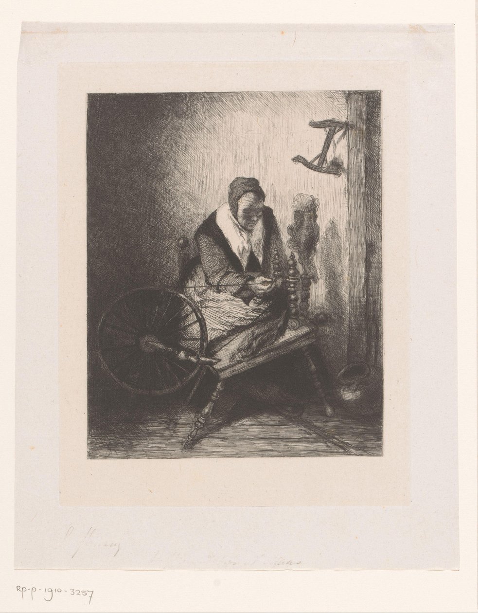 Femme devant son rouet - Leopold Flameng