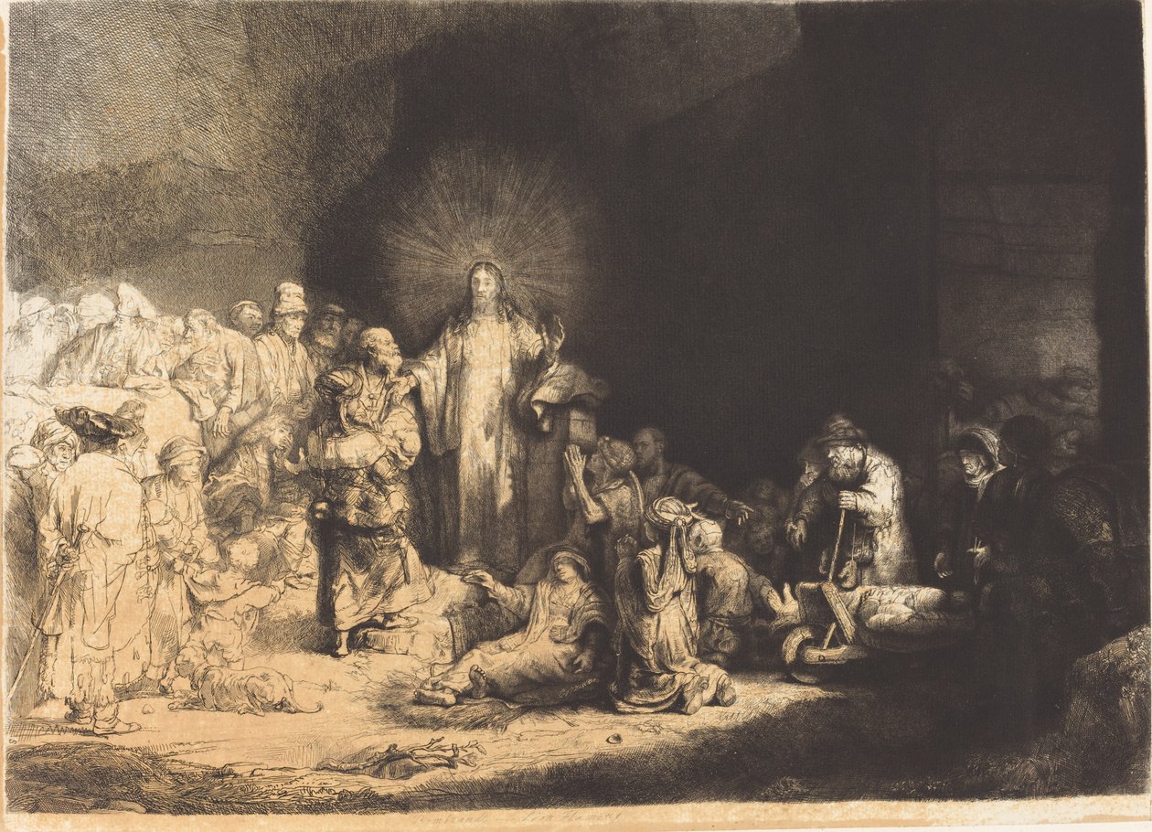 Christ prêchant (La Gravure des Cent Florins) - Leopold Flameng after Rembrandt van Rijn