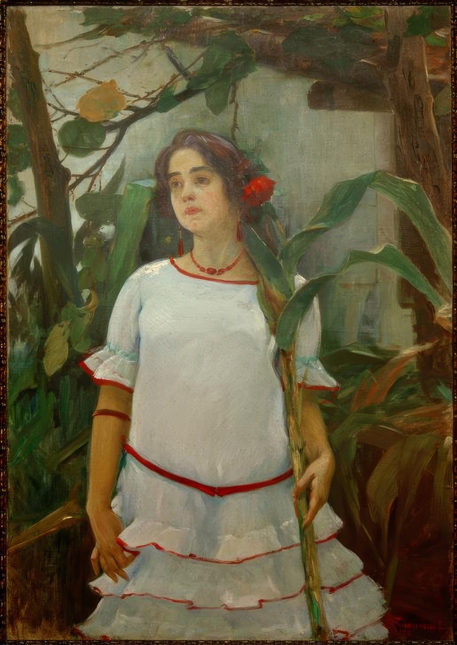 Portrait de jeune fille avec canne à sucre - Leopoldo Romañach