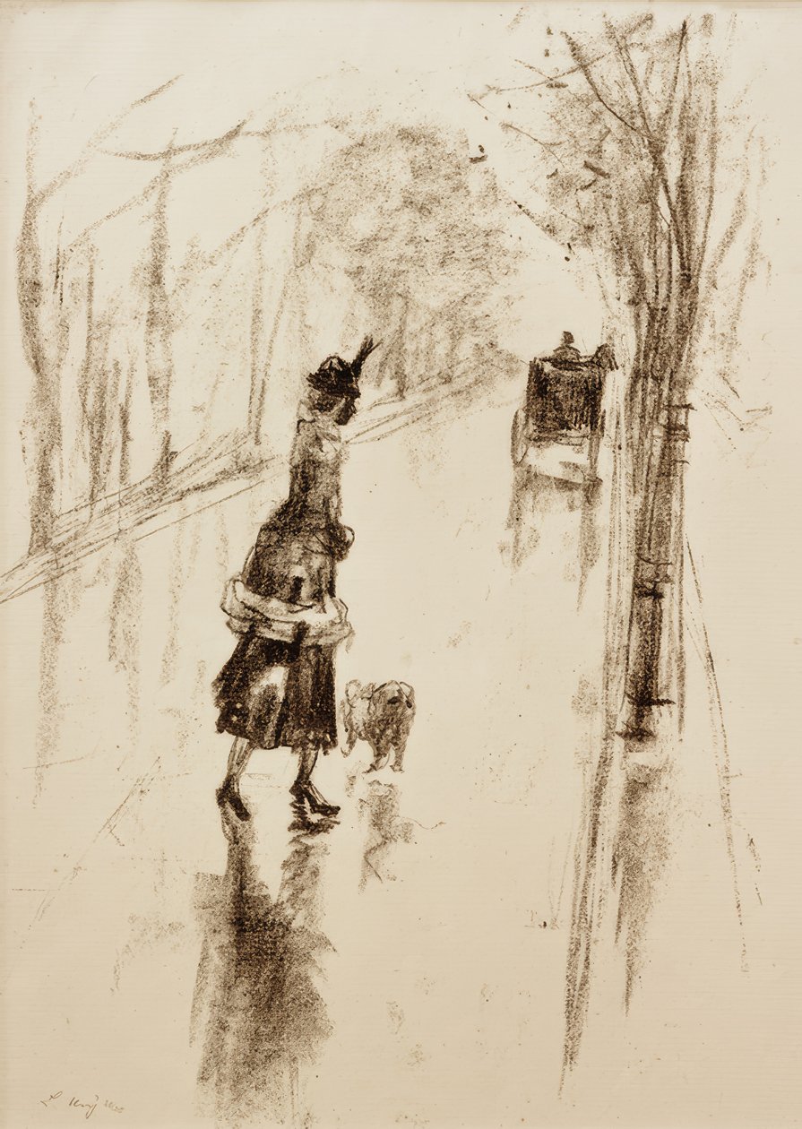 Fille avec chien - Lesser Ury