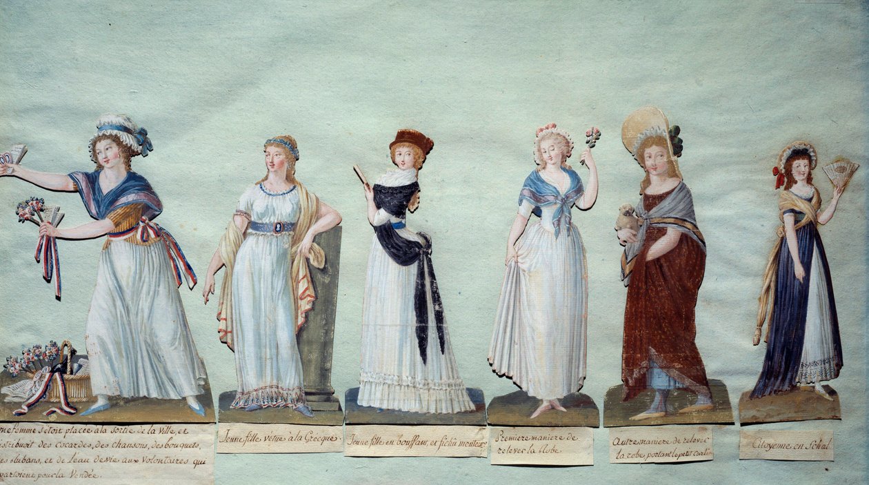 Différentes jeunes femmes représentant la mode féminine pendant la Révolution - Lesueur Brothers
