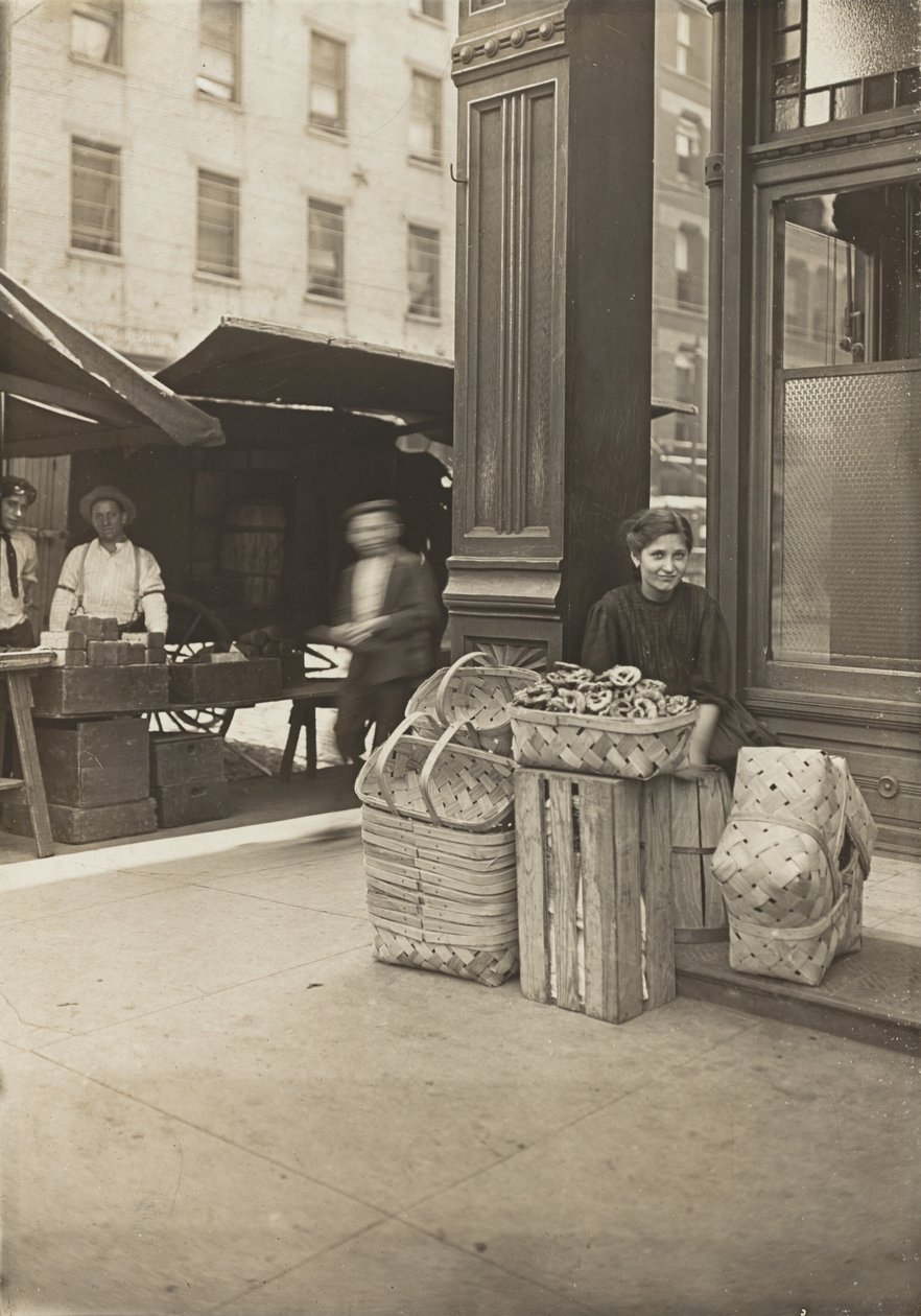 Lena Lochiavo - 11 ans, vendeuse de paniers (et de bretzels), au marché de Sixth Street devant l