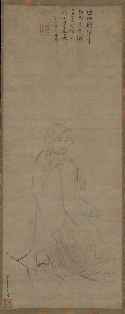 Bodhidharma traversant le fleuve Yangzi sur un roseau - Li Yaofu