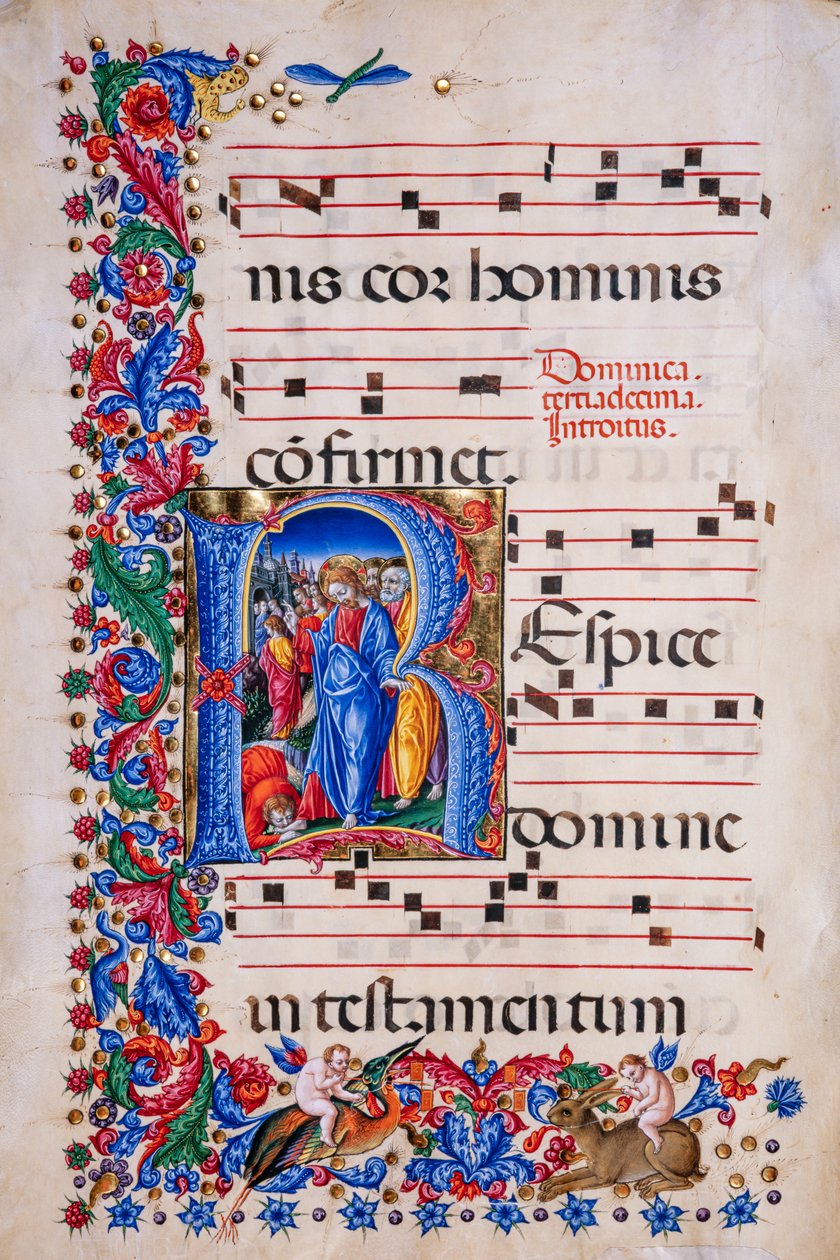 Bibliothèque Piccolomini : livre de chœur, cod. 24.9, ff. 67v avec « Guérison du Lépreux » - Liberale da Verona