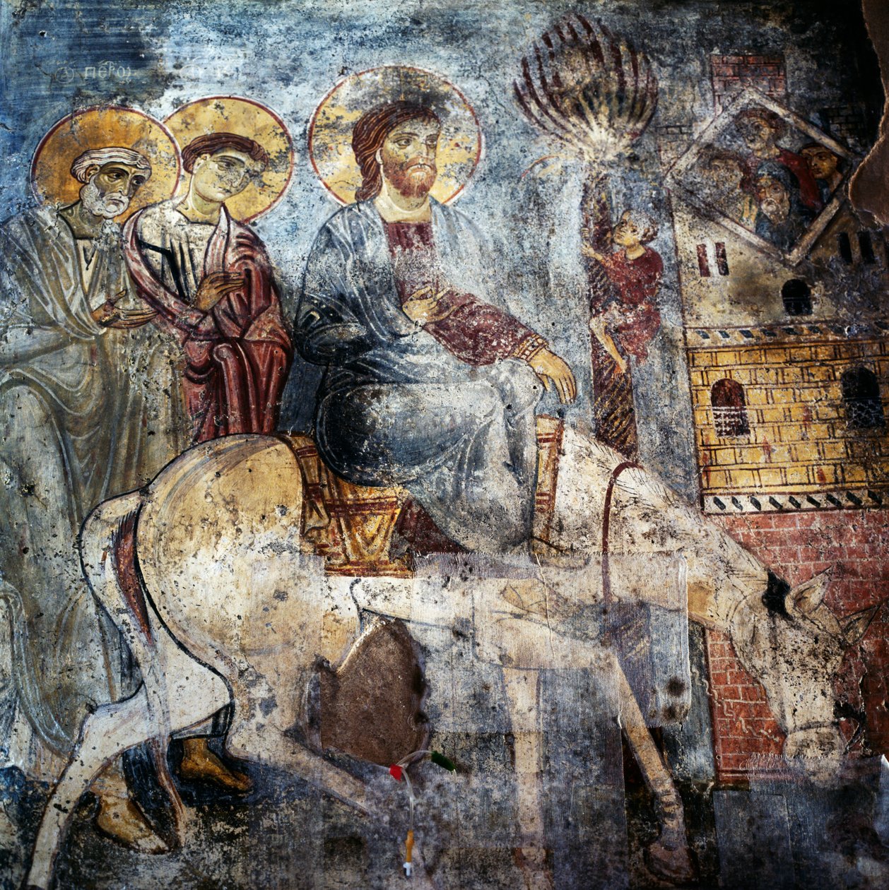 Jésus entrant à Jérusalem sur un âne, fresques à l