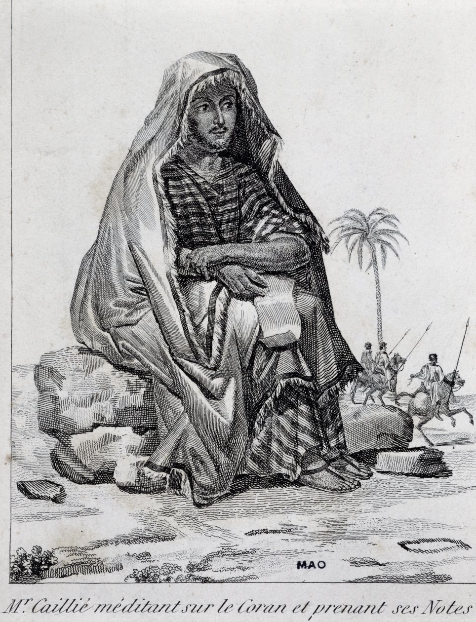 René Caillié (1799-1838), explorateur vêtu de vêtements arabes, méditant sur le Coran - Unbekannt Unbekannt