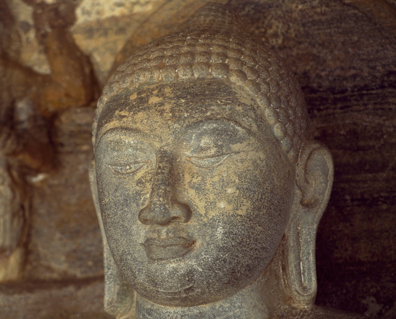Sri Lanka, Polonnaruwa, détail de la statue de Bouddha de Gal Vihara (Liste du patrimoine mondial de l