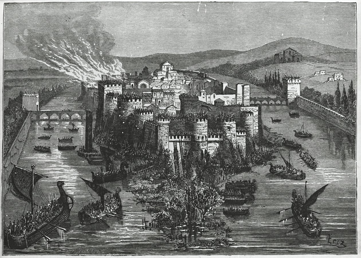 Les Vikings assiégeant Paris en 845 (gravure) - Unbekannt Unbekannt