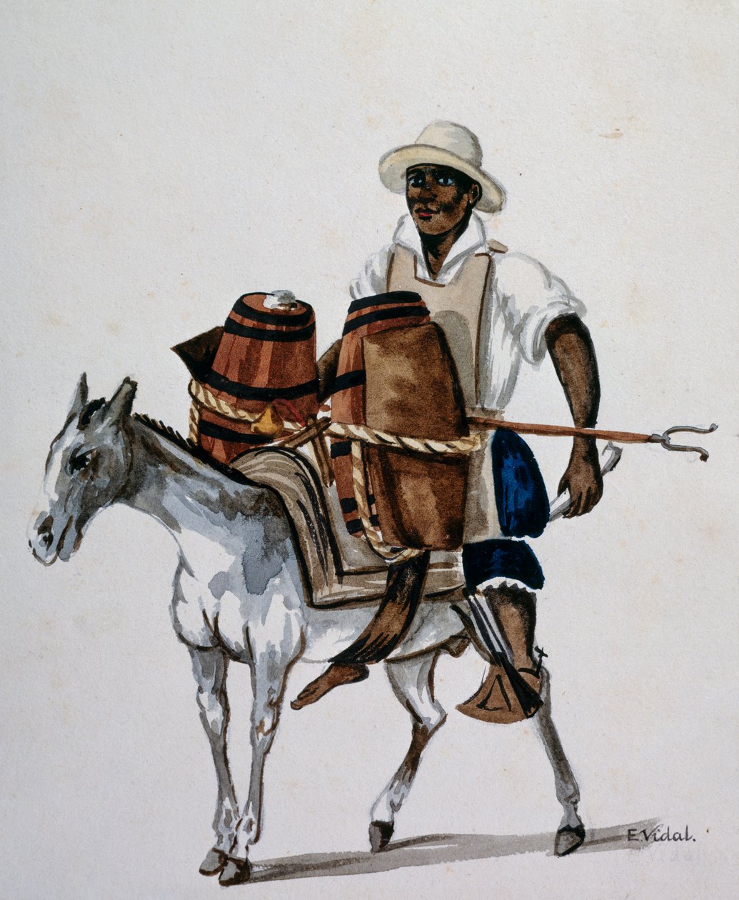 Jeune garçon péruvien métis avec sa mule, gravure de E Vidal - Unbekannt Unbekannt