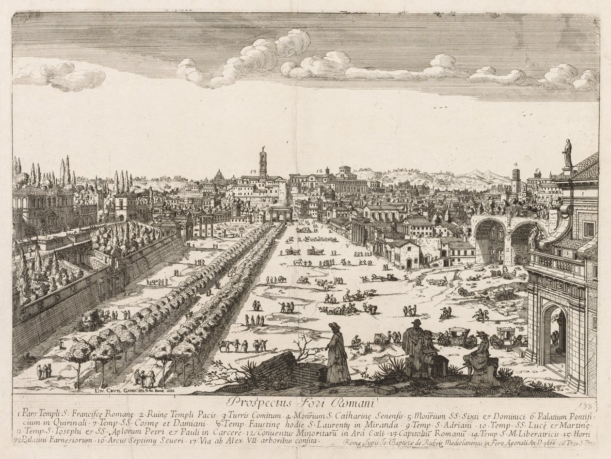 Foro Romano de Prospectus Locurum Urbis Romae Insignium, 1666 - Lievin Cruyl