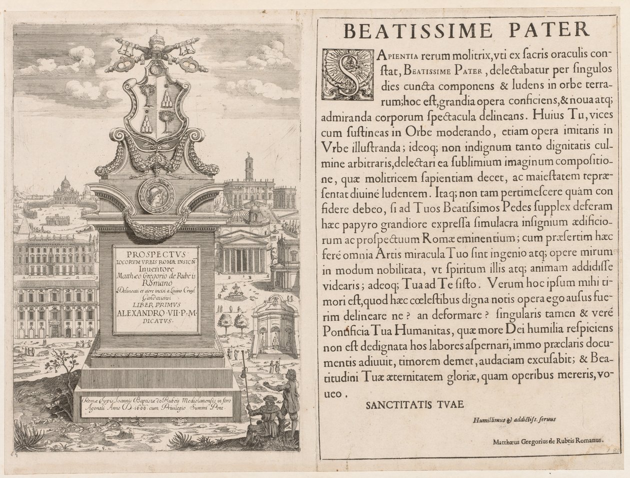 Frontispice du Prospectus Locurum Urbis Romae Insignium - Lievin Cruyl