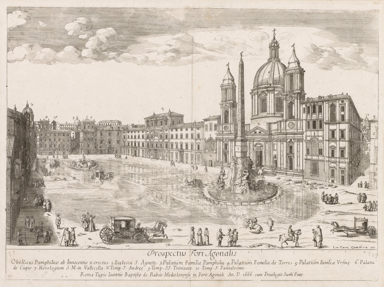 Piazza Navona de Prospectus Locurum Urbis Romae Insignium, 1666 - Lievin Cruyl