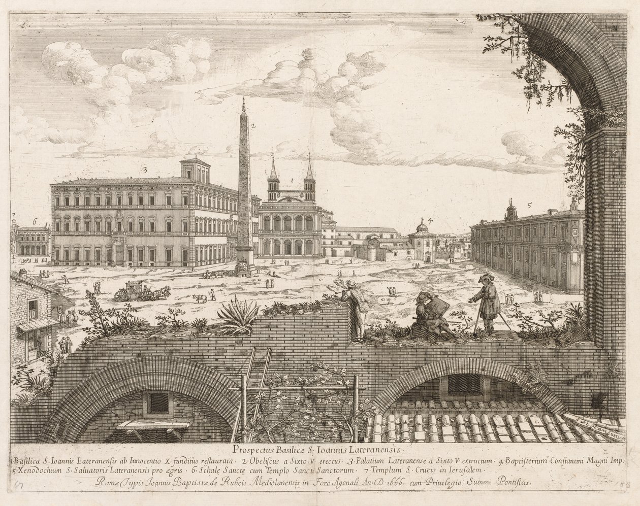 S. Giovanni in Laterano du Prospectus Locurum Urbis Romae Insignium, 1666 - Lievin Cruyl