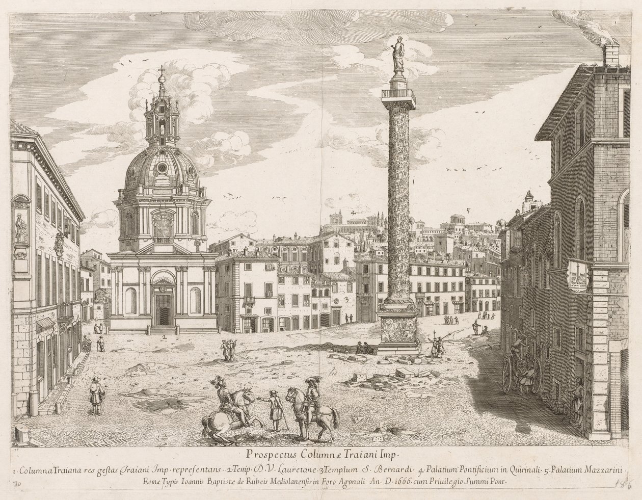 Colonne Trajane du Prospectus Locurum Urbis Romae Insign[ium], 1666 - Lievin Cruyl