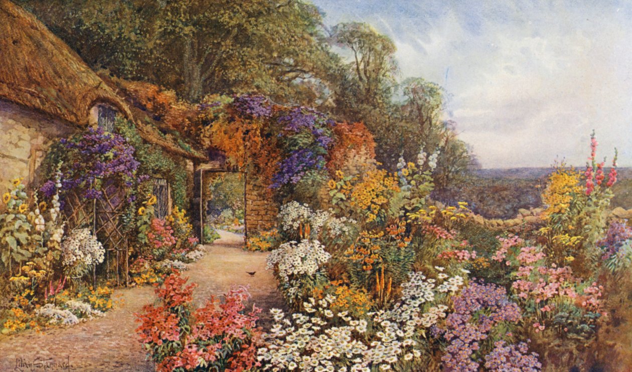 "Un vieux jardin" (lithographie couleur) - Lilian Stannard