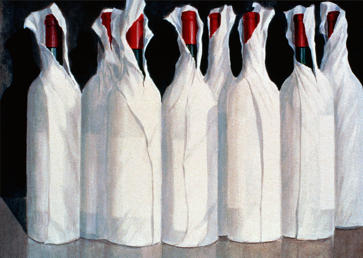 Bouteilles de vin enveloppées, numéro 1, 1995 - Lincoln Seligman