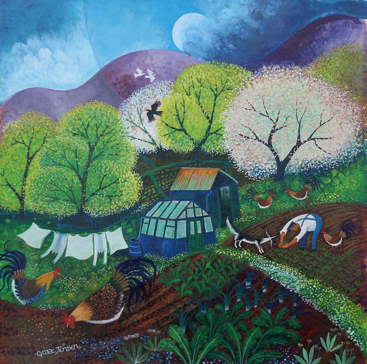 Printemps dans le lotissement, 2025 (acrylique sur lin) - Lisa Graa Jensen