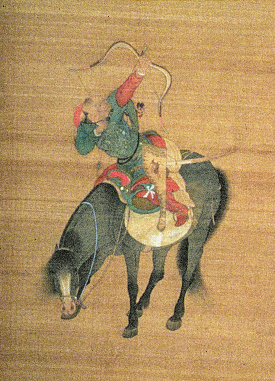 Kublai Khan (1214-94) chassant (détail), dynastie Yuan - Liu Kuan tao