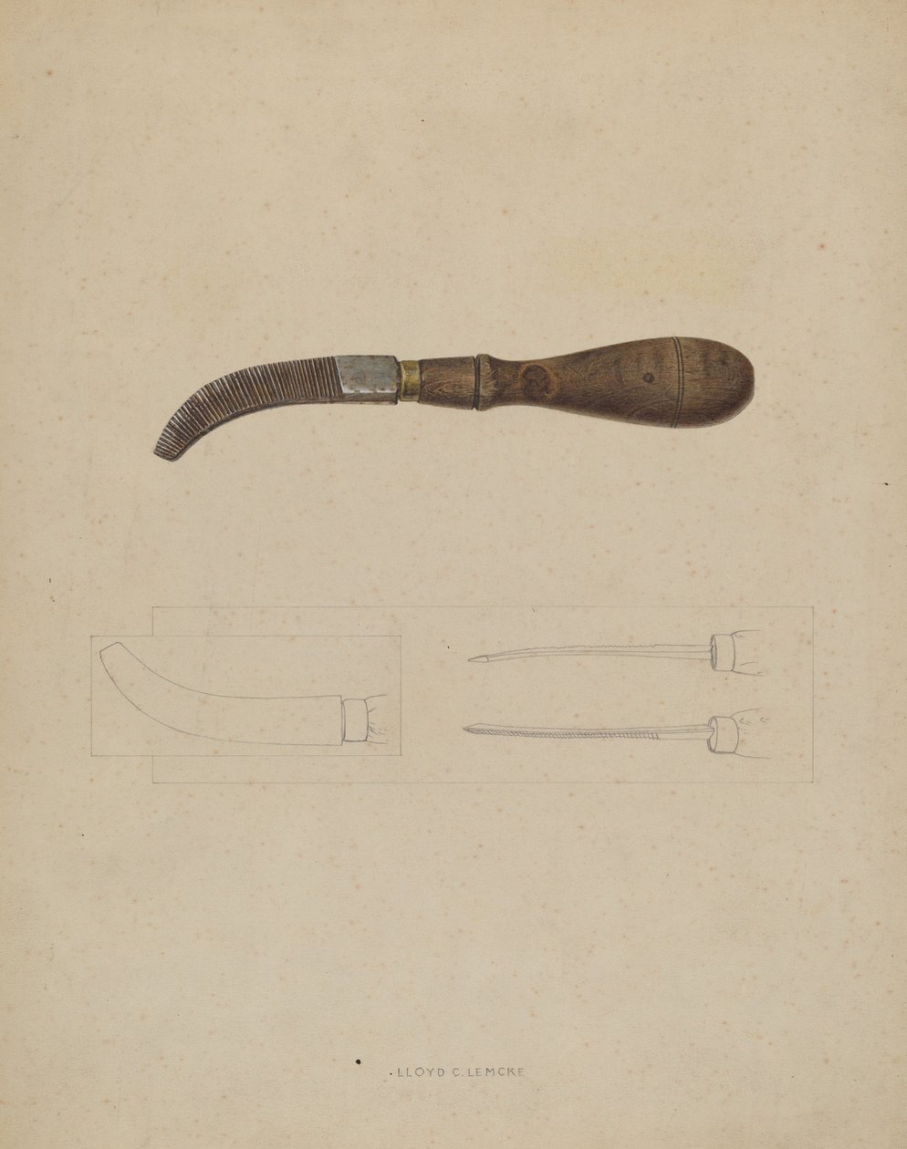 Fichier de cheville en bois, vers 1937 - Lloyd Charles Lemcke