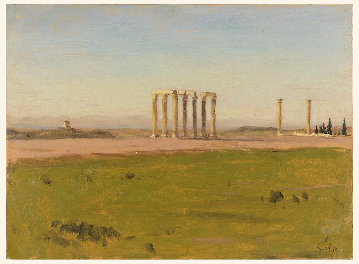 Dessin, Étude de ruines dans un paysage, 24 janvier 1878 - Lockwood de Forest