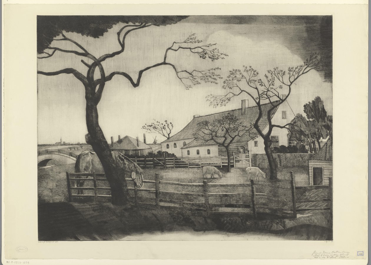 Ferme avec bétail en Hollande - Lodewijk Schelfhout (signed by artist)