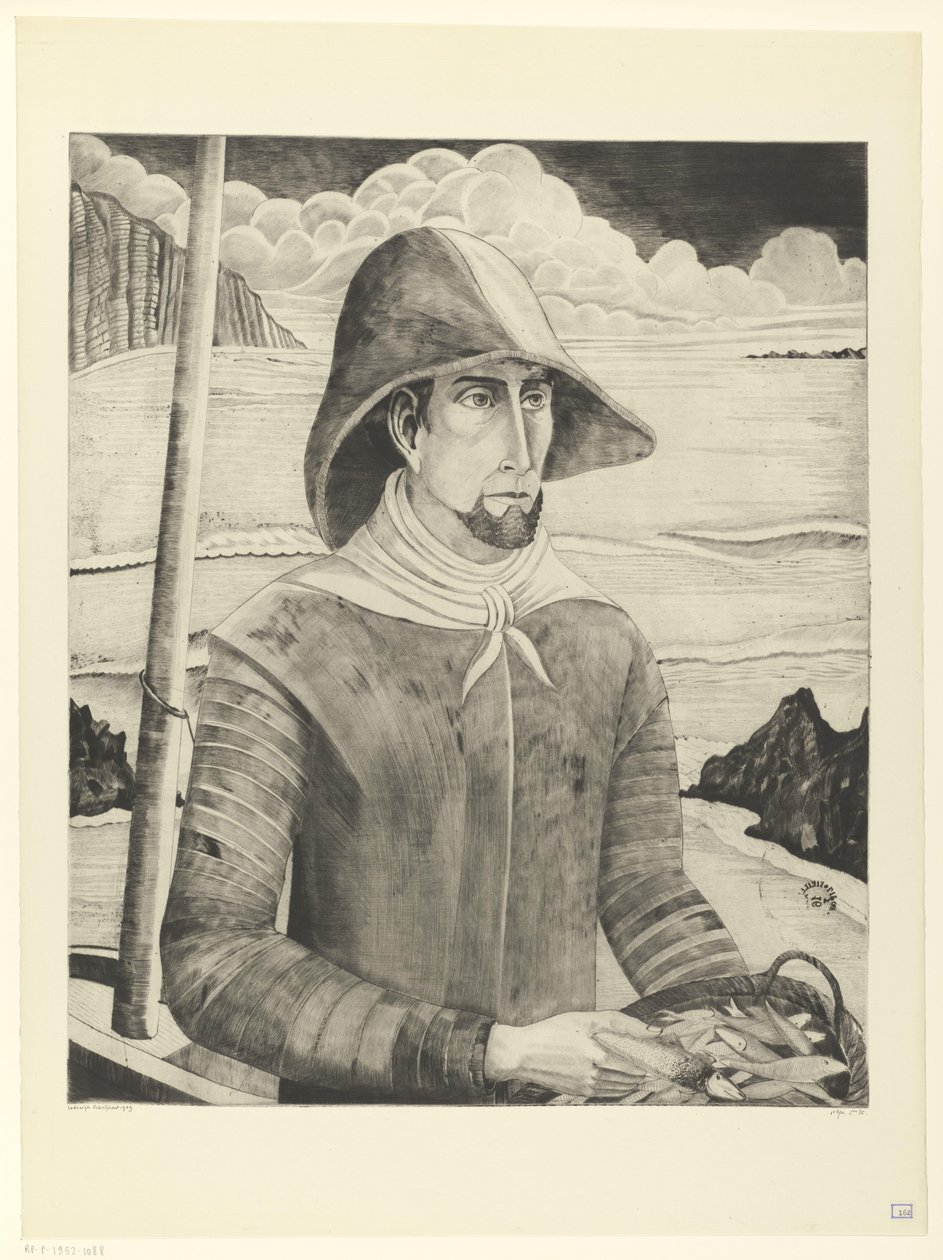 Pêcheur breton (Pêcheur Breton II) - Lodewijk Schelfhout (signed by artist)