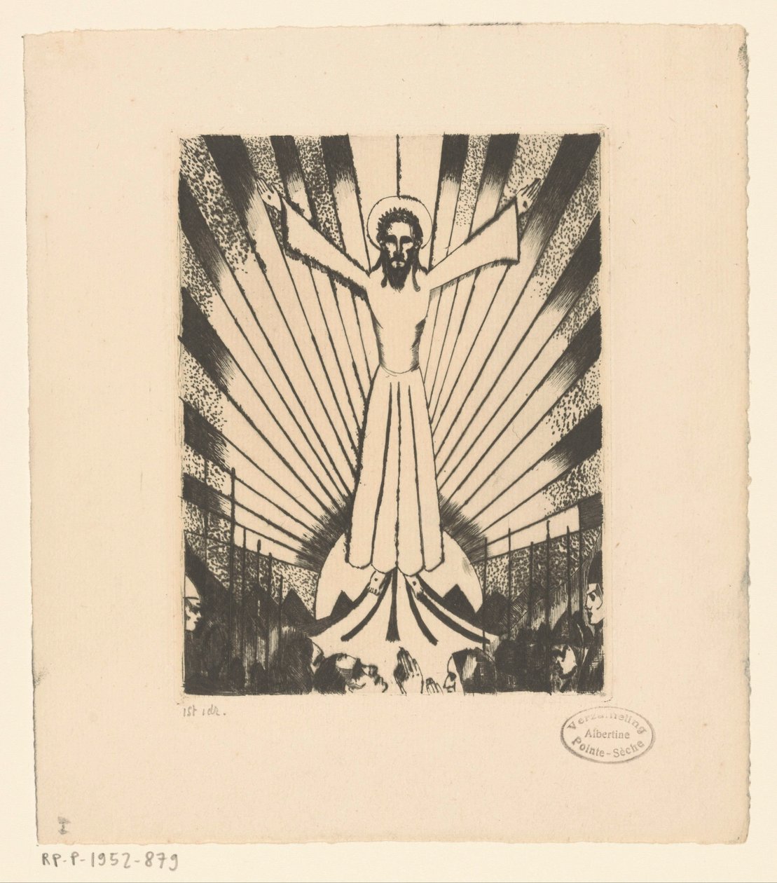 Christ avec les bras étendus dans un paysage de collines - Lodewijk Schelfhout (signed by artist)