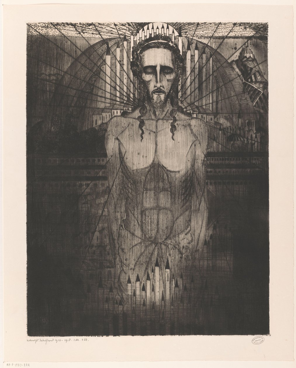 Le Christ parmi les cathédrales - Lodewijk Schelfhout (signed by artist)