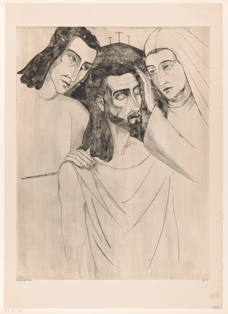 Christ entre Jean-Baptiste et Marie - Lodewijk Schelfhout (signed by artist)
