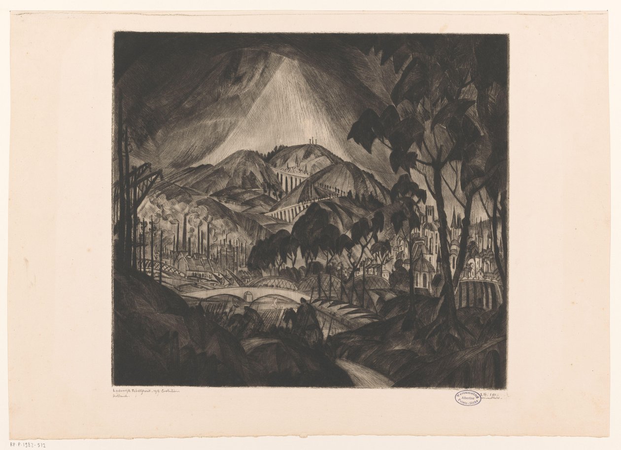 Paysage vallonné avec industrie - Lodewijk Schelfhout (signed by artist)