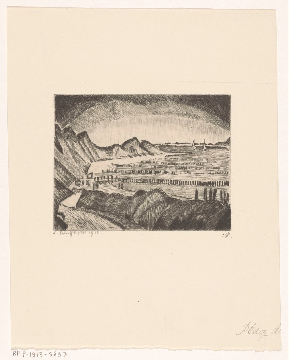 Plage de Dombourg - Lodewijk Schelfhout (signed by artist)