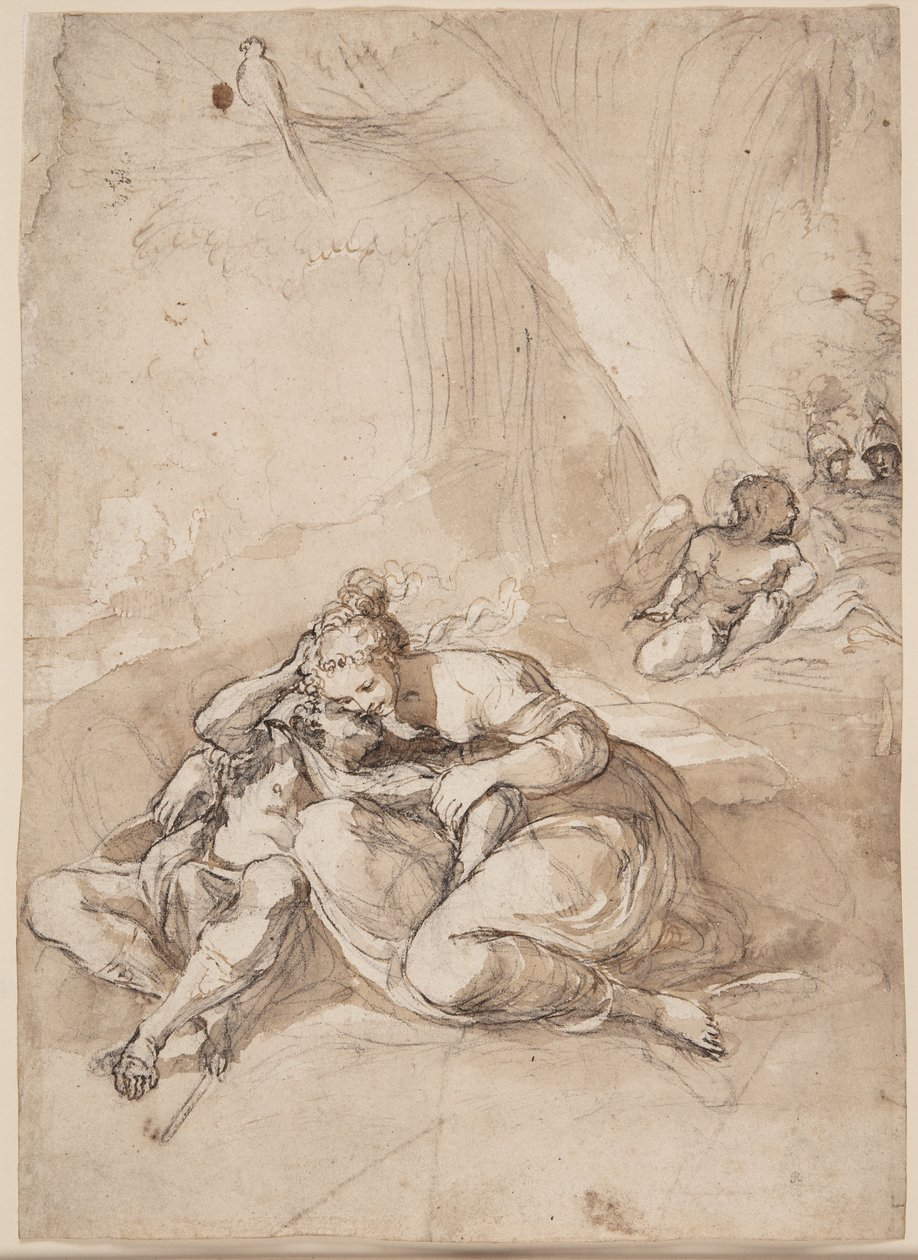 Armida envoûtant Rinaldo dans le jardin enchanté? (Scène de Gerusalemme Liberata de Torquato Tasso) - Lodovico Carracci